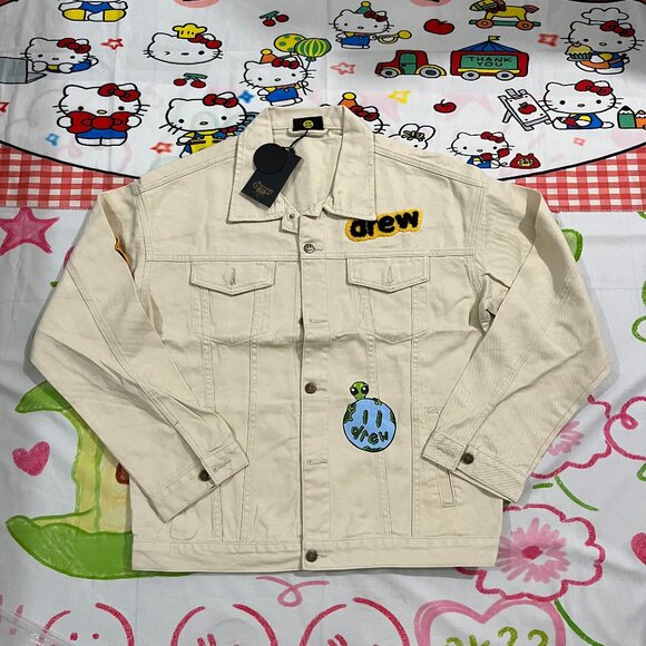 drew house Other - Drew House Cream Denim Jacket With Mosaic Emblem